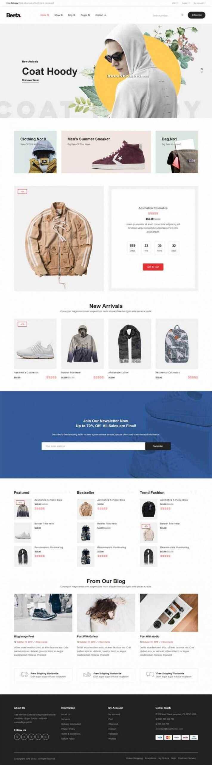 多功能电子商务Bootstrap4响应式HTML5-捌零源码
