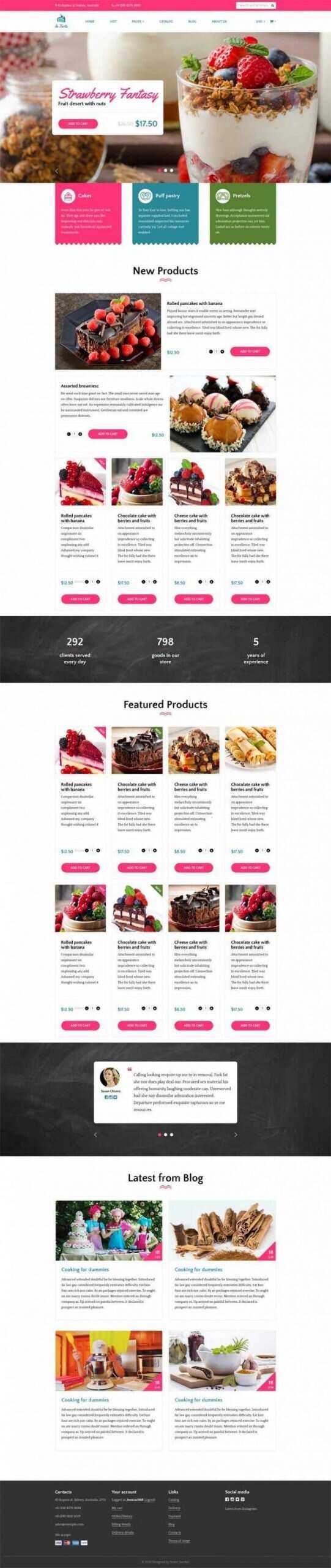 Bootstrap4响应式粉色甜品蛋糕店在线购买商城-捌零源码