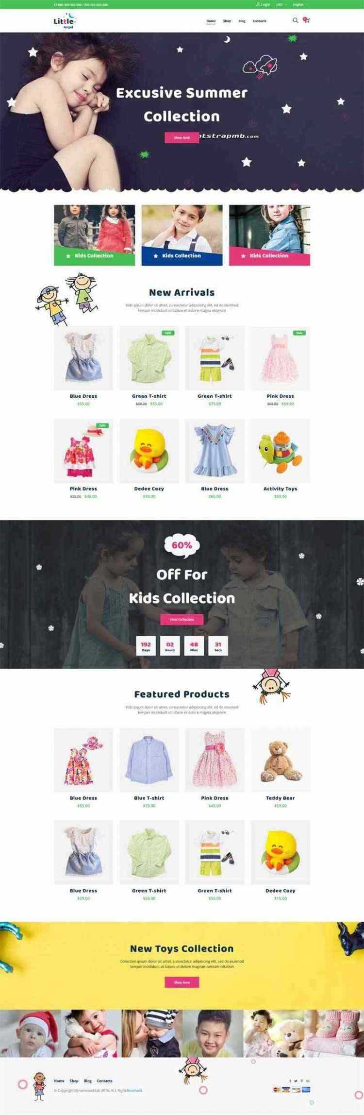 Bootstrap响应式卡通儿童用品童装商城-捌零源码