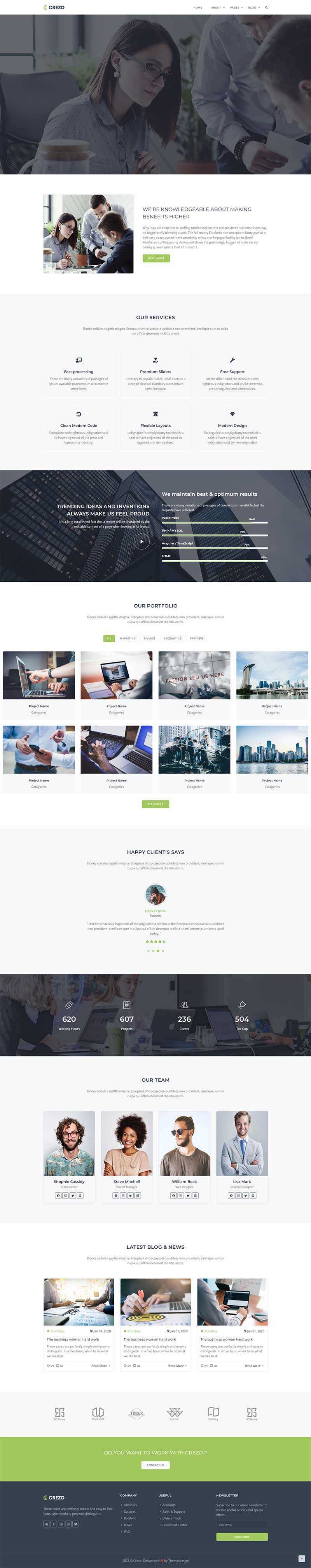 Bootstrap多用途的商业公司展示HTML5模板-捌零源码
