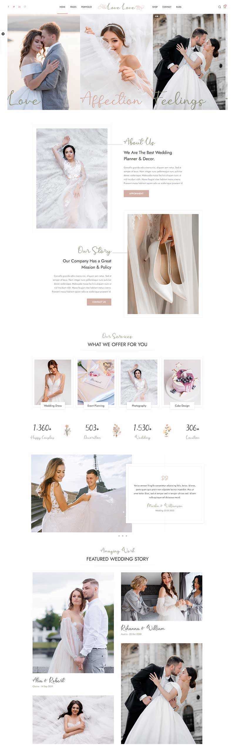 HTML5婚庆婚饰婚纱摄影服务网站html模板-捌零源码