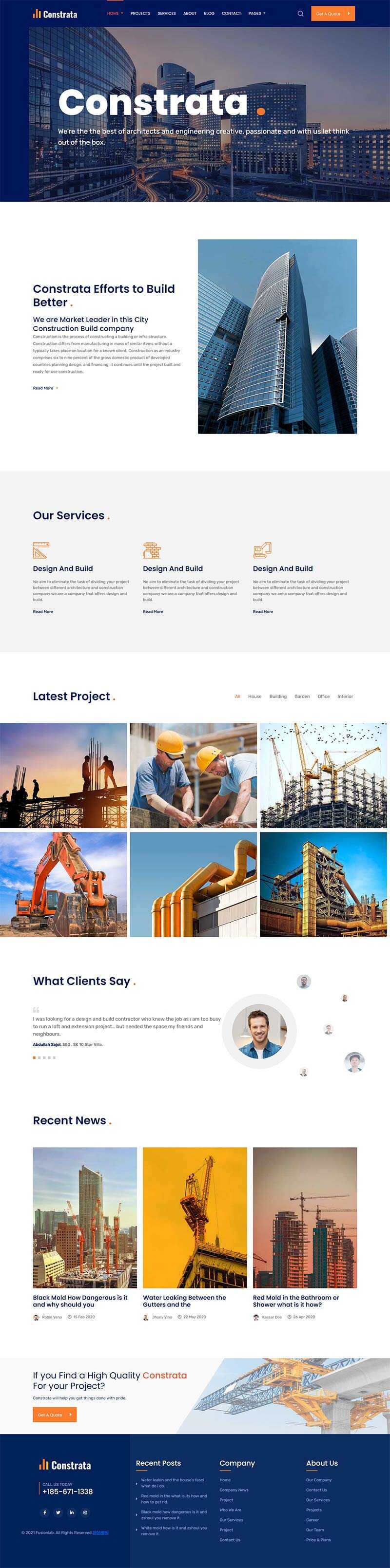 响应式房产建筑工程企业网站html5模板-捌零源码