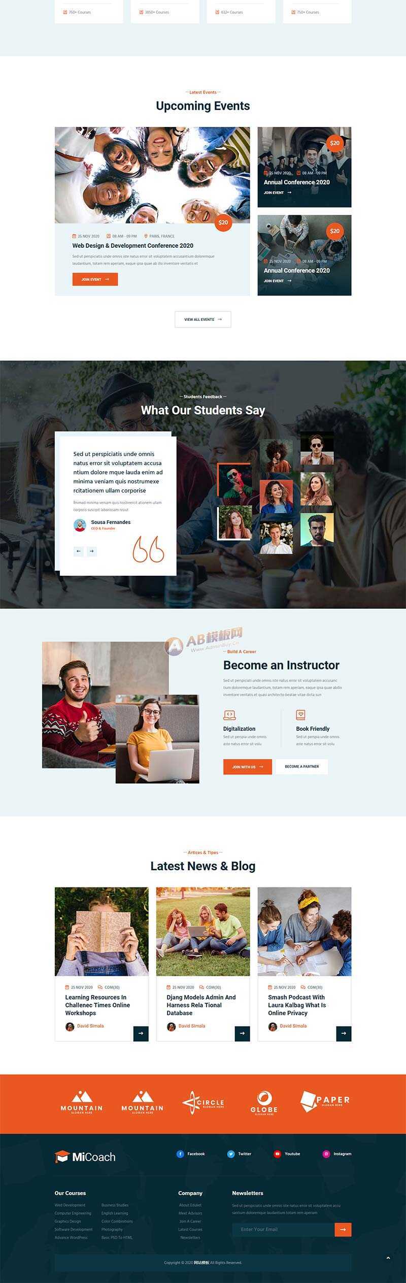 响应式在线课程教育培训行业网站HTML5模板-捌零源码