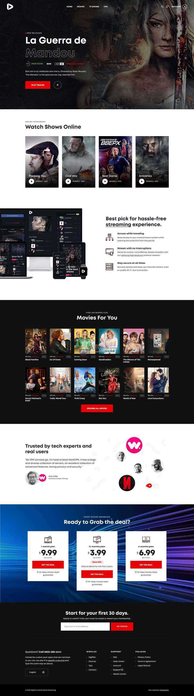 Bootstrap在线3D高清影院视频网页模板-捌零源码