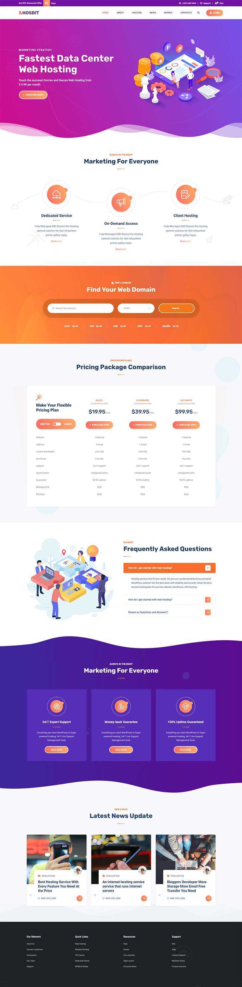 云主机域名服务网站HTML5模板-捌零源码