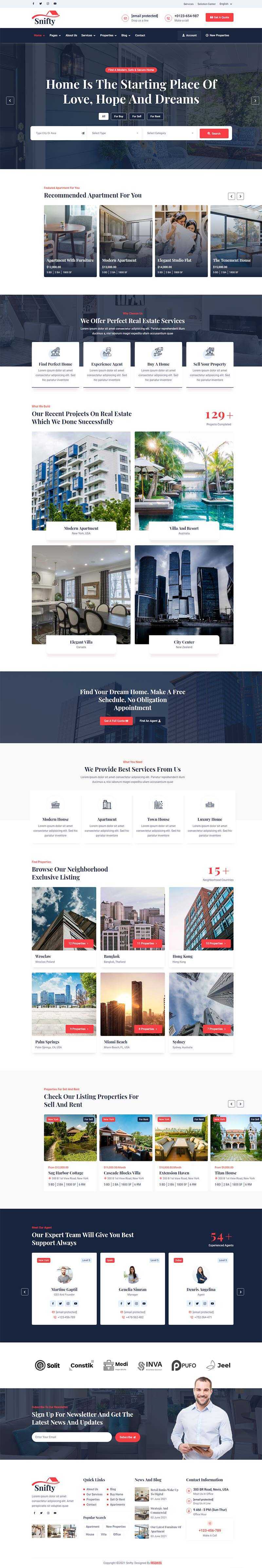 bootstrap5深蓝色房地产信息资讯平台HTML5模板-捌零源码