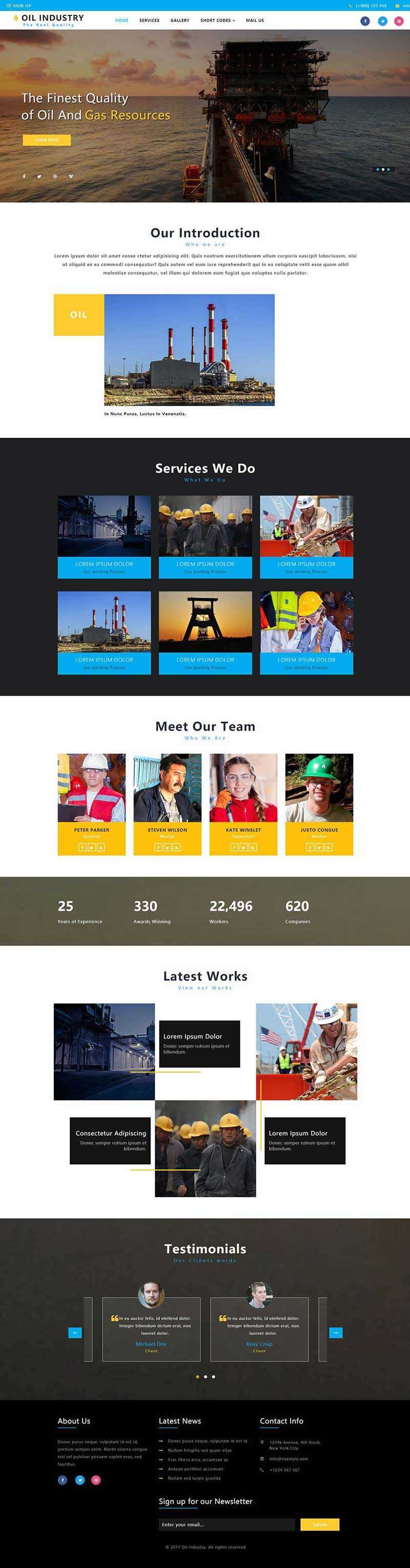 bootstrap石油开采工业类企业网站html模板-捌零源码