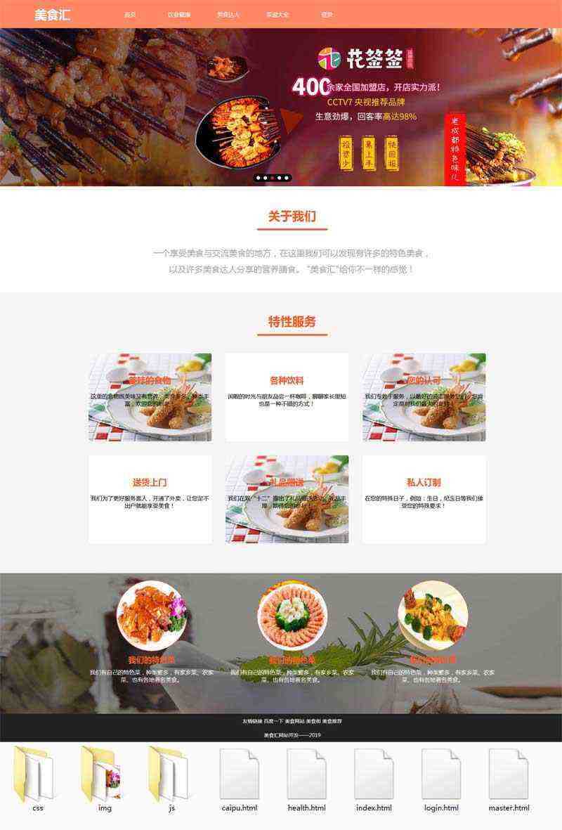 健康美食交流网站html模板-捌零源码