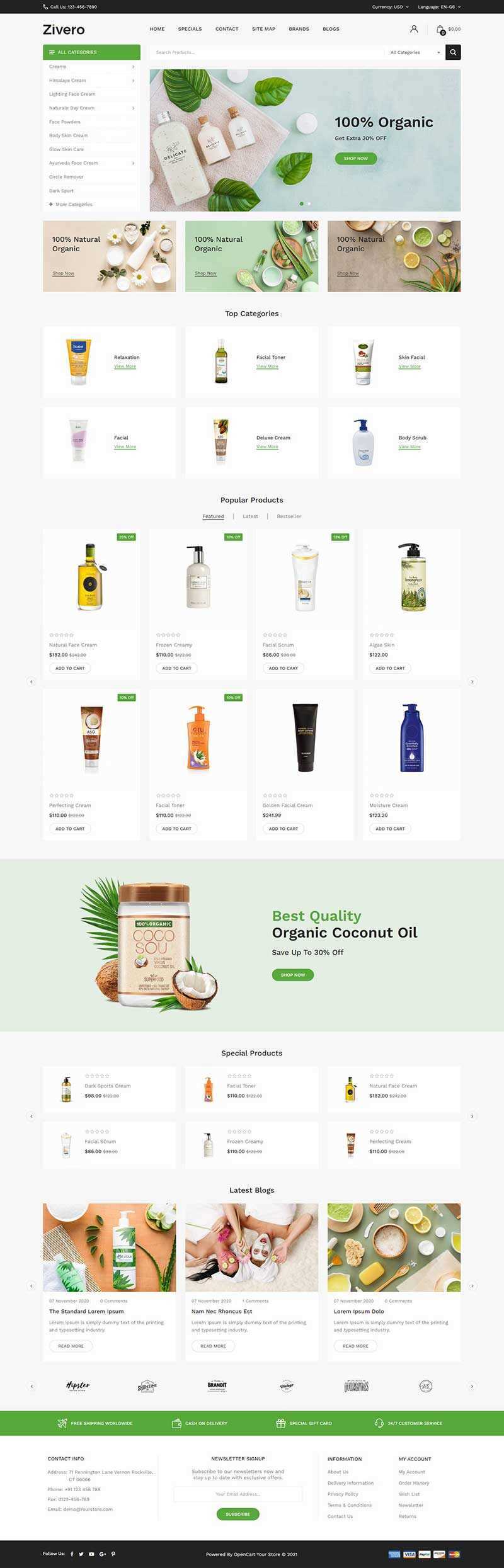 小清新洗护用品商城网页html模板-捌零源码