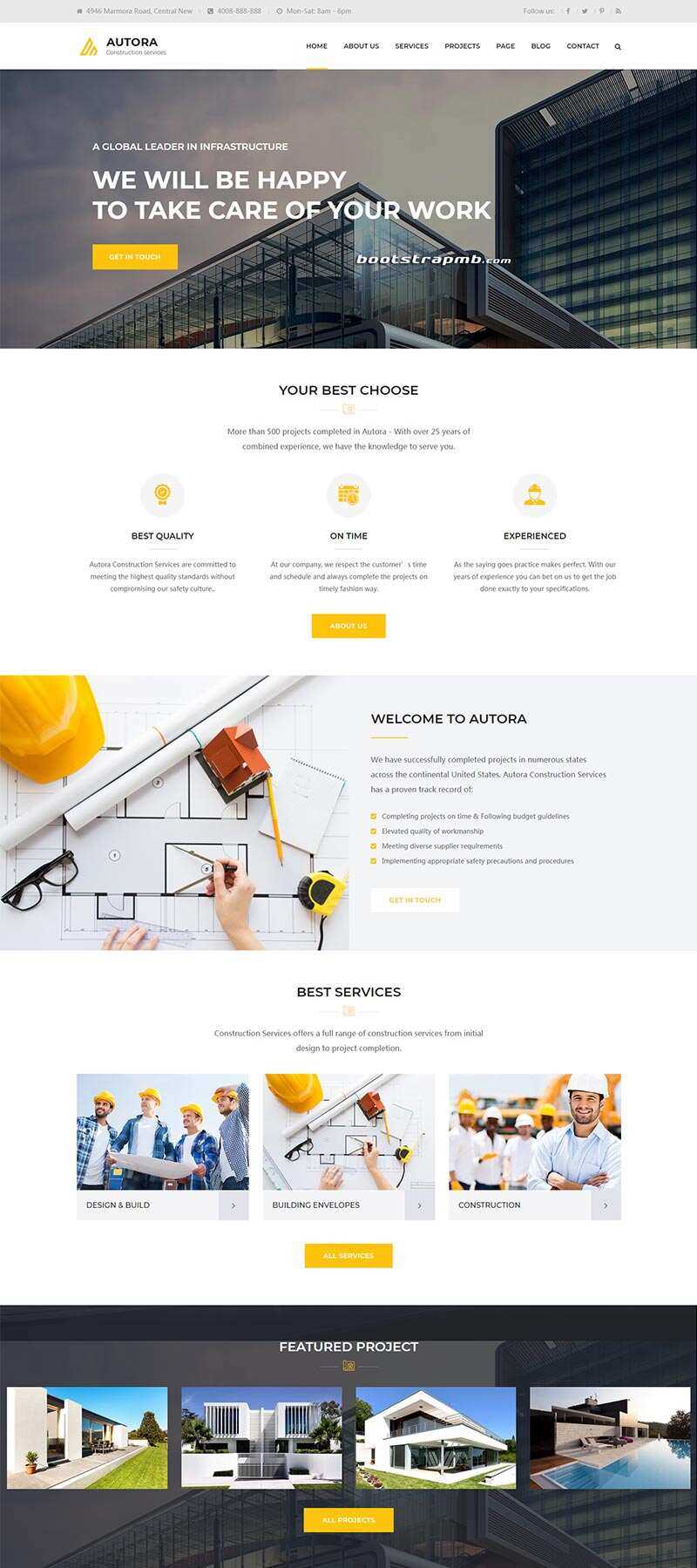 Bootstrap响应式的房地产建筑企业网站HTML模板-捌零源码